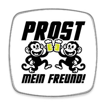 Prost Mein Freund Bier - Viereckiger Kühlschrankmagnet - Weiß - Vorne