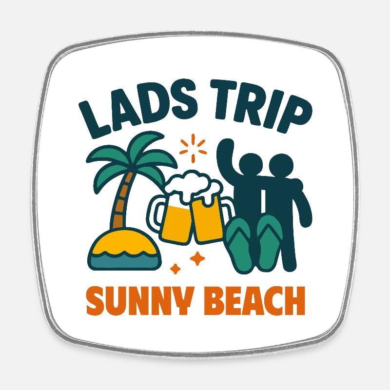 Lads Trip Sunny Beach Shirt - Square fridge magnet - white