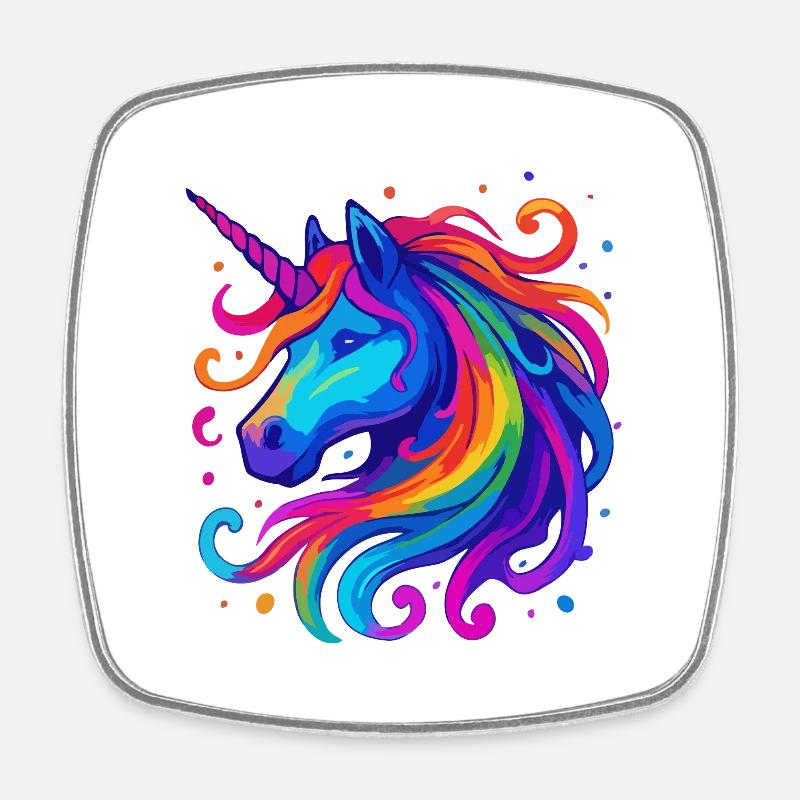 Rainbow Unicorn - Square fridge magnet - white