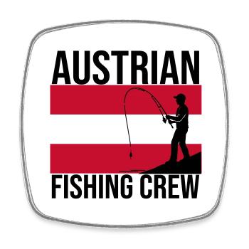 Austrian Fishing Crew Angler Shirt - Viereckiger Kühlschrankmagnet - Weiß - Vorne
