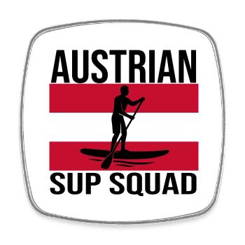 Austrian SUP Crew Paddel-Shirt - Viereckiger Kühlschrankmagnet - Weiß - Vorne