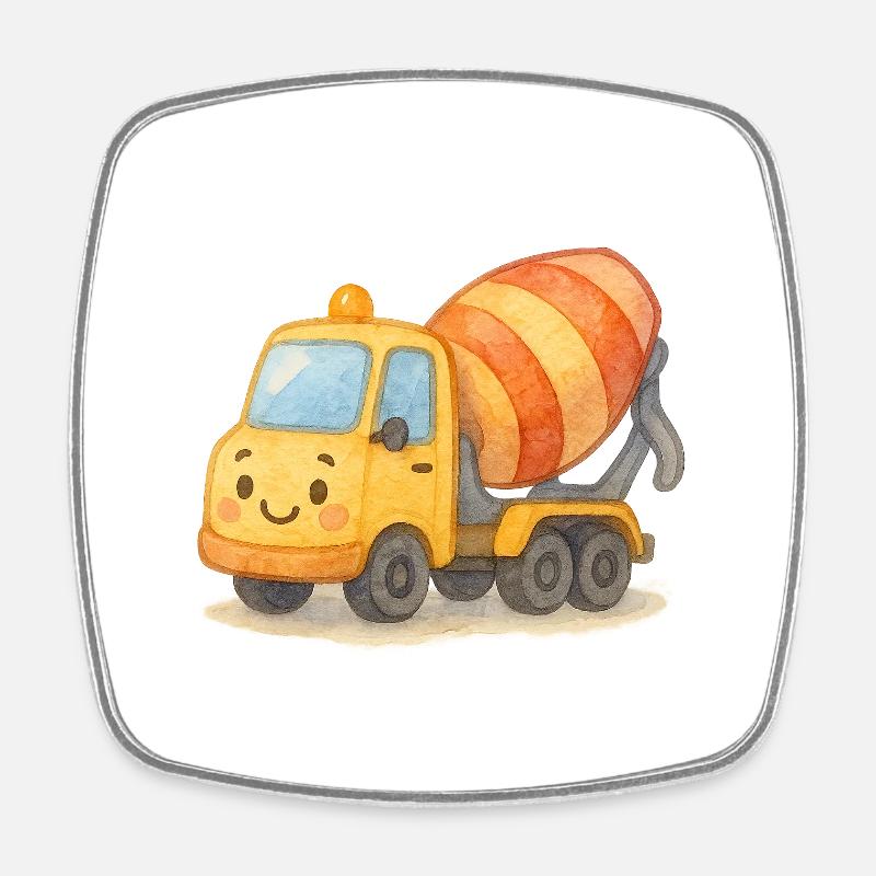 Concrete mixer - Square fridge magnet - white