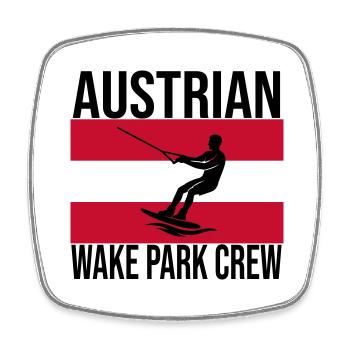 Austrian Wake Crew Wakeboard Shirt - Viereckiger Kühlschrankmagnet - Weiß - Vorne