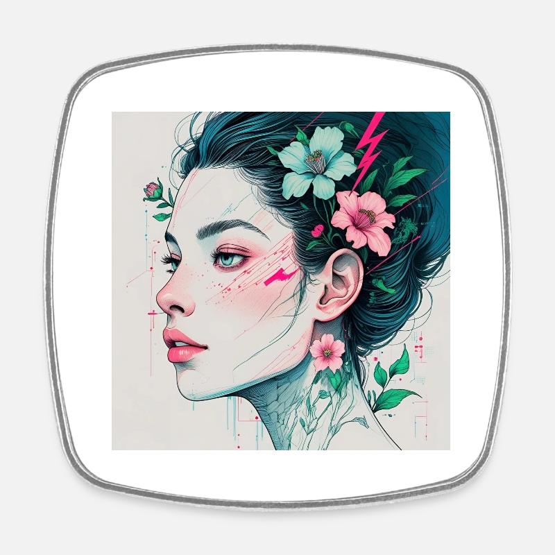 Art - Square fridge magnet - white