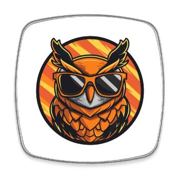 Owl Comic Cool - Square fridge magnet - white - Front