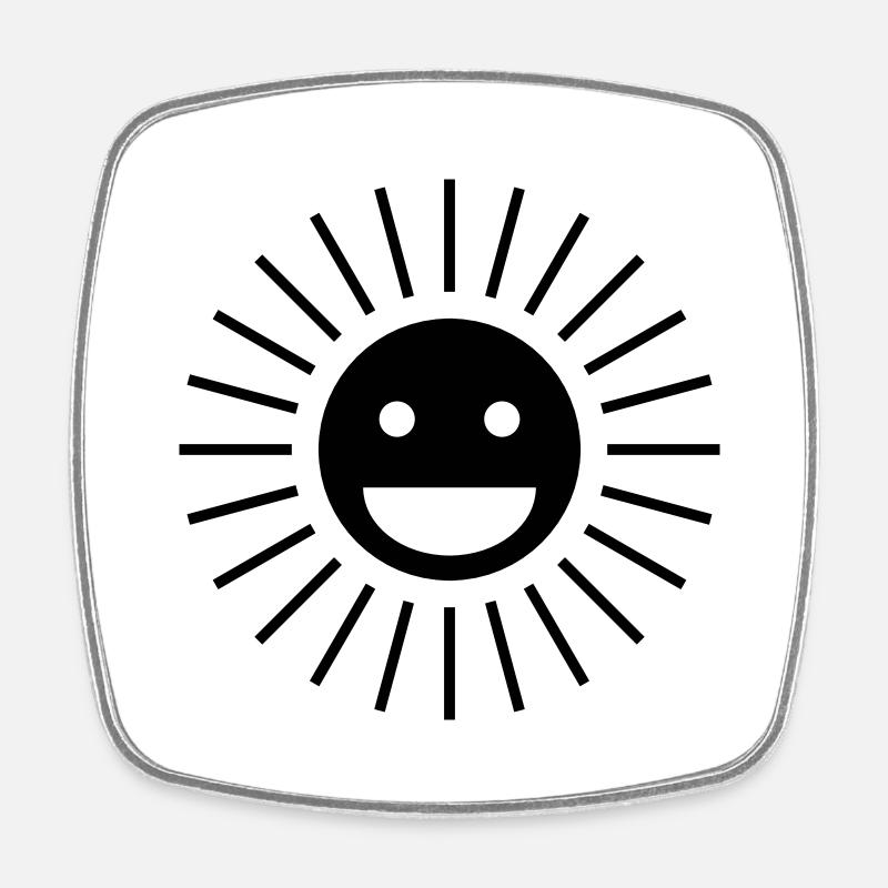 Happy Sun | Happy Sun Face Design - Square fridge magnet - white