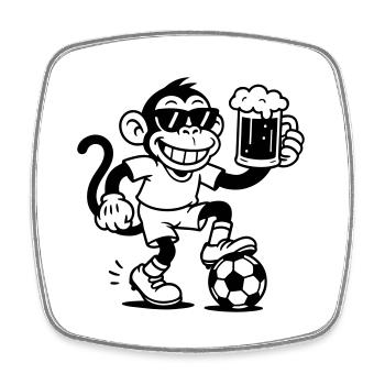 Bier Affe Fussball - Viereckiger Kühlschrankmagnet - Weiß - Vorne