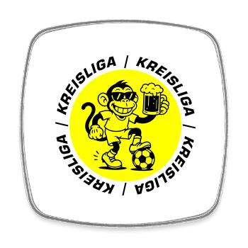 Kreisliga Fussball Affe - Viereckiger Kühlschrankmagnet - Weiß - Vorne