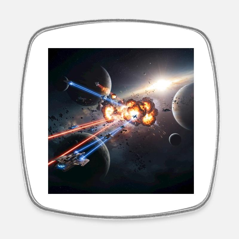Futuristic space illusion - Square fridge magnet - white