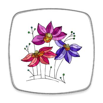Flowers - Square fridge magnet - white - Front