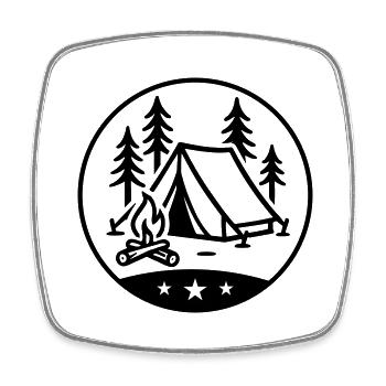 Zelt Lagerfeuer Camping - Viereckiger Kühlschrankmagnet - Weiß - Vorne