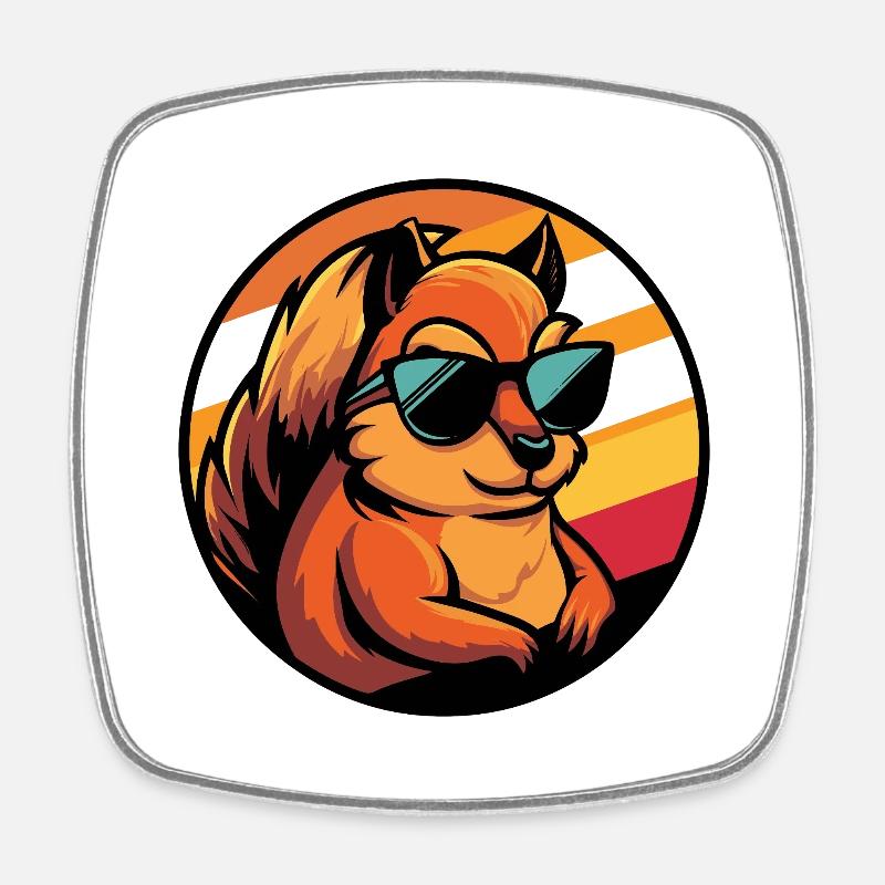 Squirrel Comic Cool - Square fridge magnet - white