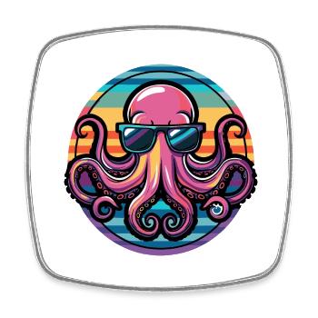 Oktopus Cool Comic - Viereckiger Kühlschrankmagnet - Weiß - Vorne