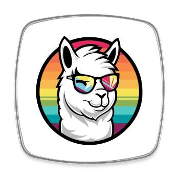 Alpaca Llama Cool Comic - Square fridge magnet - white - Front