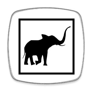 Elefant Tier Zoo Giraffe Affe Fun Achtung - Viereckiger Kühlschrankmagnet - Weiß - Vorne