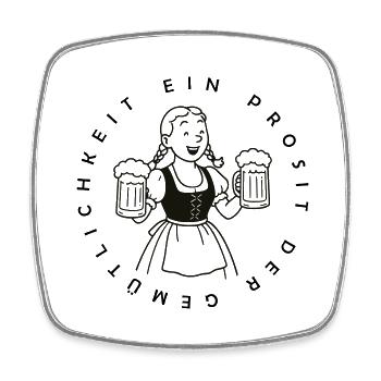 Bier Mädchen - Ein Prosit der Gemütlichkeit - Viereckiger Kühlschrankmagnet - Weiß - Vorne