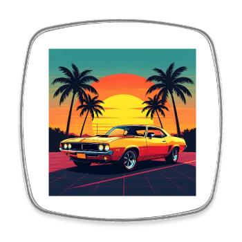 Vintage car - Square fridge magnet - white - Front