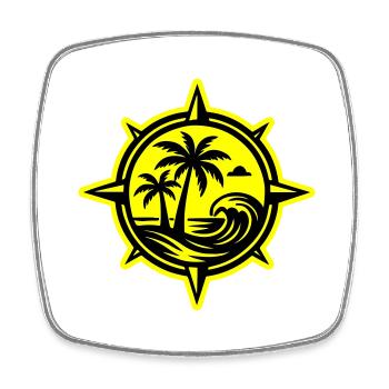 Compass Palm Trees Ocean - Square fridge magnet - white - Front