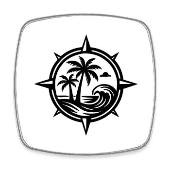 Compass Palm Trees Ocean - Square fridge magnet - white - Front