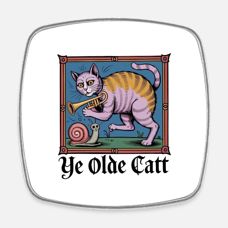 Ye Olde Catt - Square fridge magnet - white