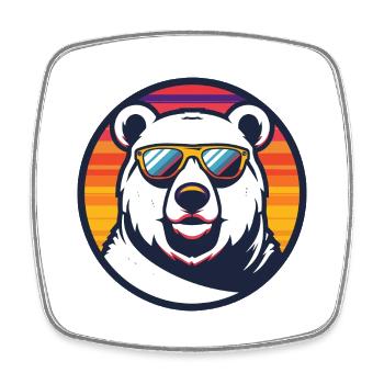Polar Bear Cool Comic - Square fridge magnet - white - Front