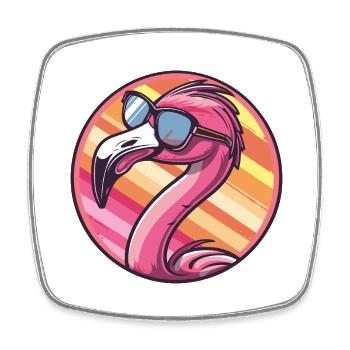 Flamingo Comic Cool - Square fridge magnet - white - Front