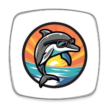 Delfin Cool Comic - Viereckiger Kühlschrankmagnet - Weiß - Vorne