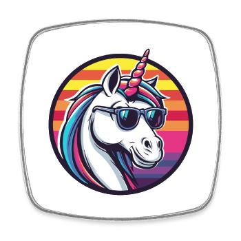 Unicorn Cool Comic - Square fridge magnet - white - Front