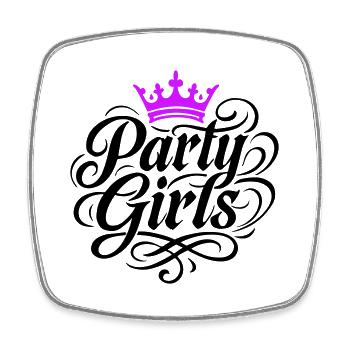 Party Girls Krone - Viereckiger Kühlschrankmagnet - Weiß - Vorne