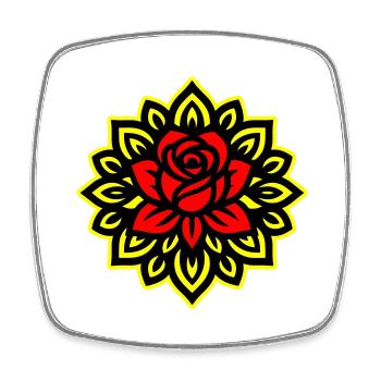 Mandala Fleur Rose - Magnet carré - blanc - Devant