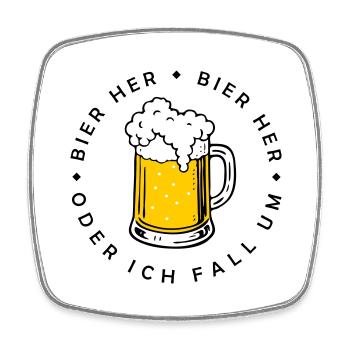 Bees here - Oder ich fall um! - Square fridge magnet - white - Front