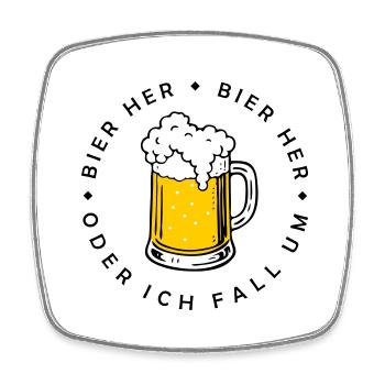 Bees here - Oder ich fall um! - Square fridge magnet - white - Front
