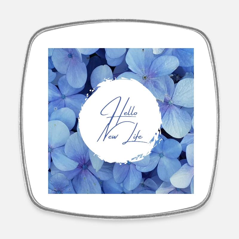 Hello NEW LIFE - Change is good - Square fridge magnet - white