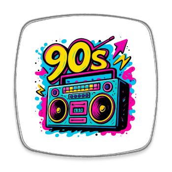 Boombox der 90er - Viereckiger Kühlschrankmagnet - Weiß - Vorne