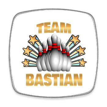 Bowling Bastian - Viereckiger Kühlschrankmagnet - Weiß - Vorne