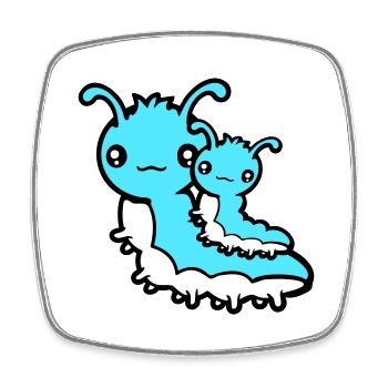 2 Chenille Famille Maman Papa Enfant Bébé Père Mère - Magnet carré - blanc - Devant