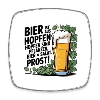 Bière = salade - Magnet carré - blanc - Devant