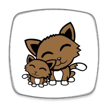 Katze Kätzchen Kind Familie Mama Papa Mutter Vater - Viereckiger Kühlschrankmagnet - Weiß - Vorne