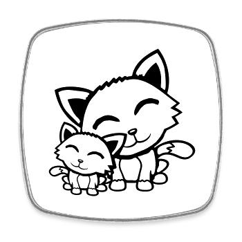 Cat Kitten Child Family Mom Dad Mother Father - Square fridge magnet - white - Front