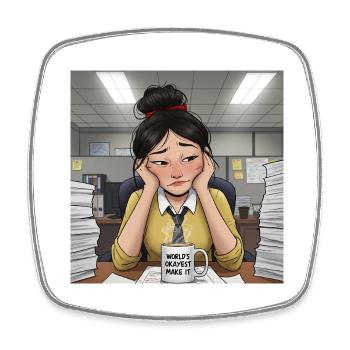 Ein weiterer Tag im Büro - Viereckiger Kühlschrankmagnet - Weiß - Vorne