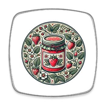 Vintage Strawberry Jam Aesthetic - Square fridge magnet - white - Front