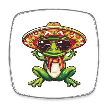 Frosch Lustig Sombrero - Viereckiger Kühlschrankmagnet - Weiß - Vorne