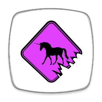 Unicorn Warning Sign Danger Caution Cute - Square fridge magnet - white - Front