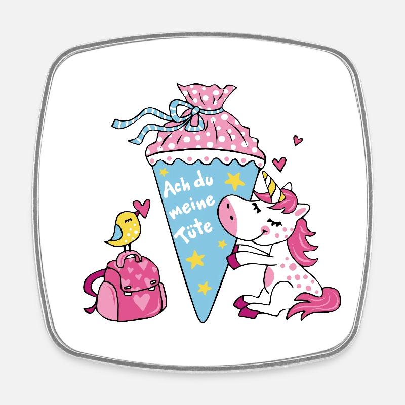 School enrollment unicorn. Oh my bag! - Square fridge magnet - white