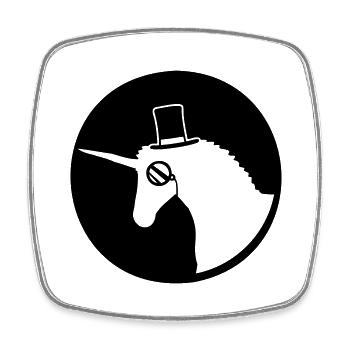 Licorne Sir Gentleman Mr. Rich Monocle Chapeau haut de forme - Magnet carré - blanc - Devant
