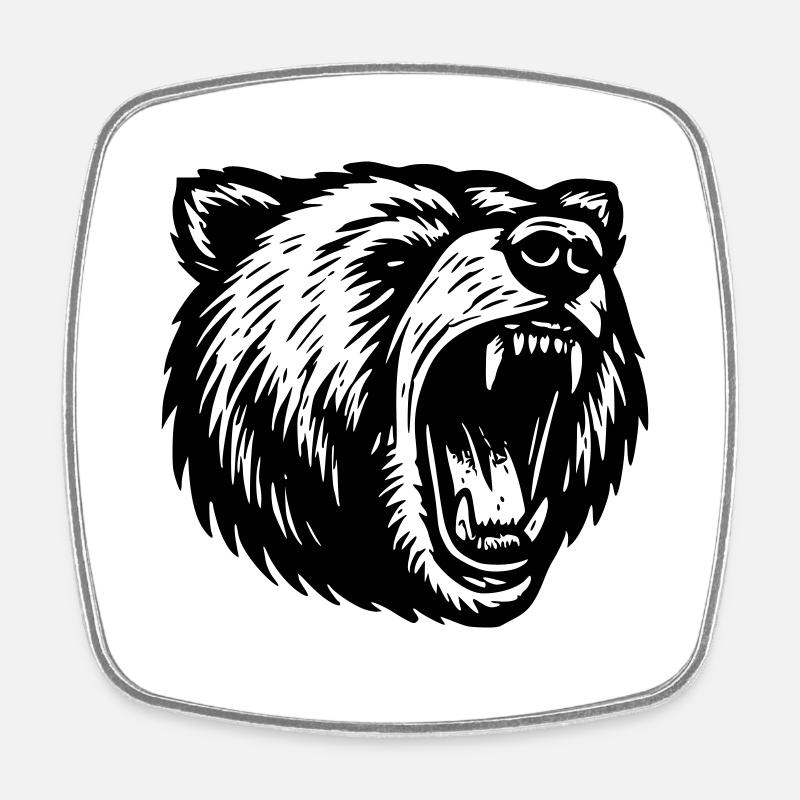 Grizzly - Magnet carré - blanc