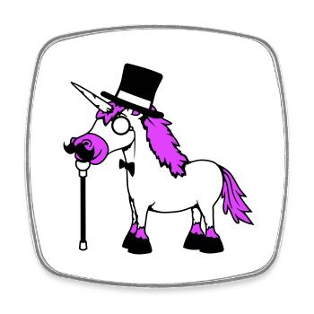 Licorne Sir Gentleman Mr. Rich Monocle Chapeau haut de forme - Magnet carré - blanc - Devant