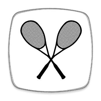 Squash Tennis Racket Logo Crossed Black - Square fridge magnet - white - Front