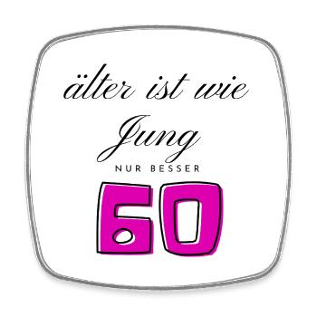 60. Geburtstag - Viereckiger Kühlschrankmagnet - Weiß - Vorne