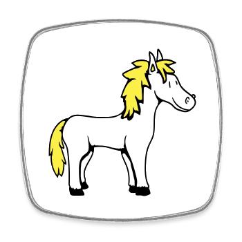 Pferd Süß Pony Fohlen Pferdemädchen Niedlich Comic - Viereckiger Kühlschrankmagnet - Weiß - Vorne